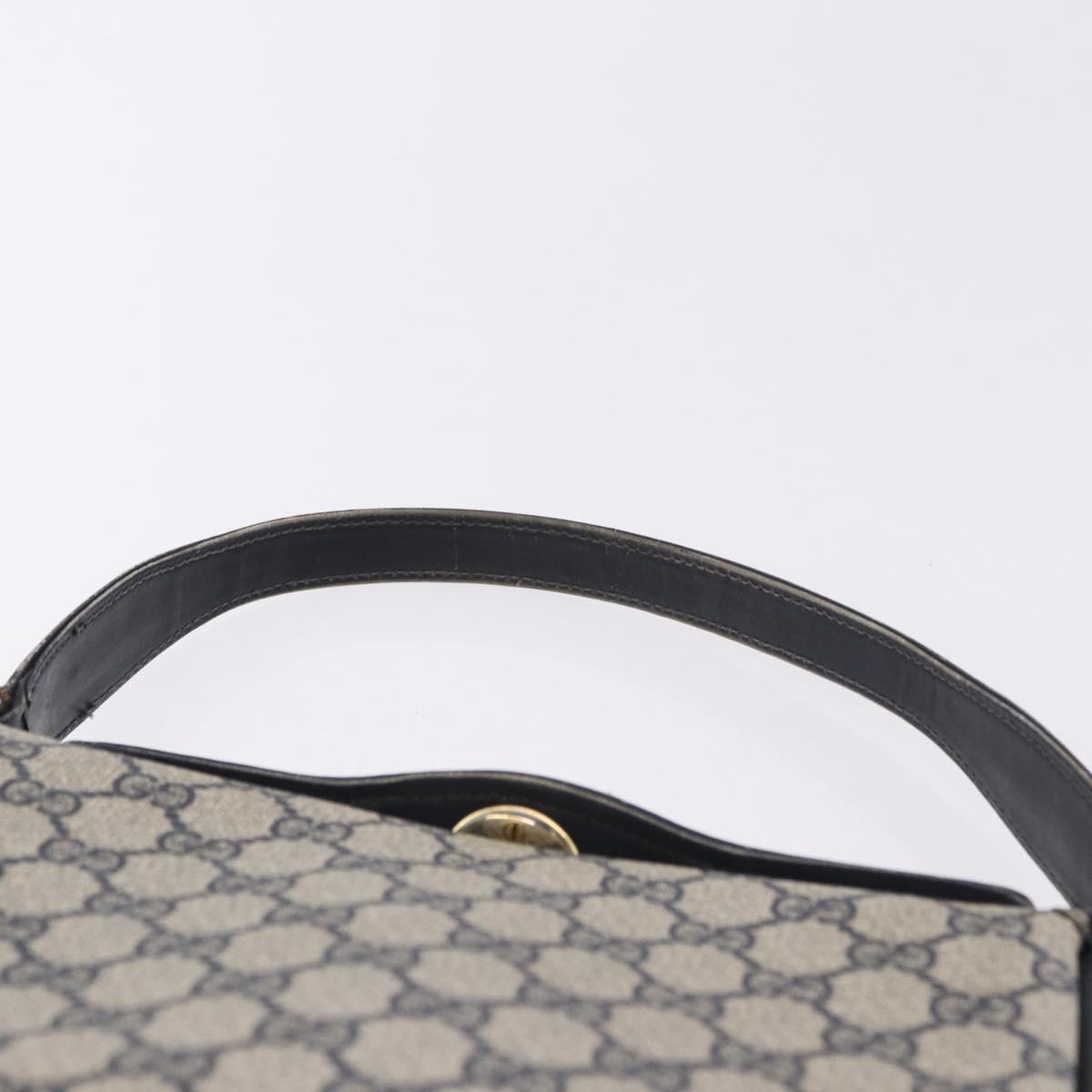 GUCCI GG Supreme Hand Bag PVC Leather Navy Gold Tone Auth 195763