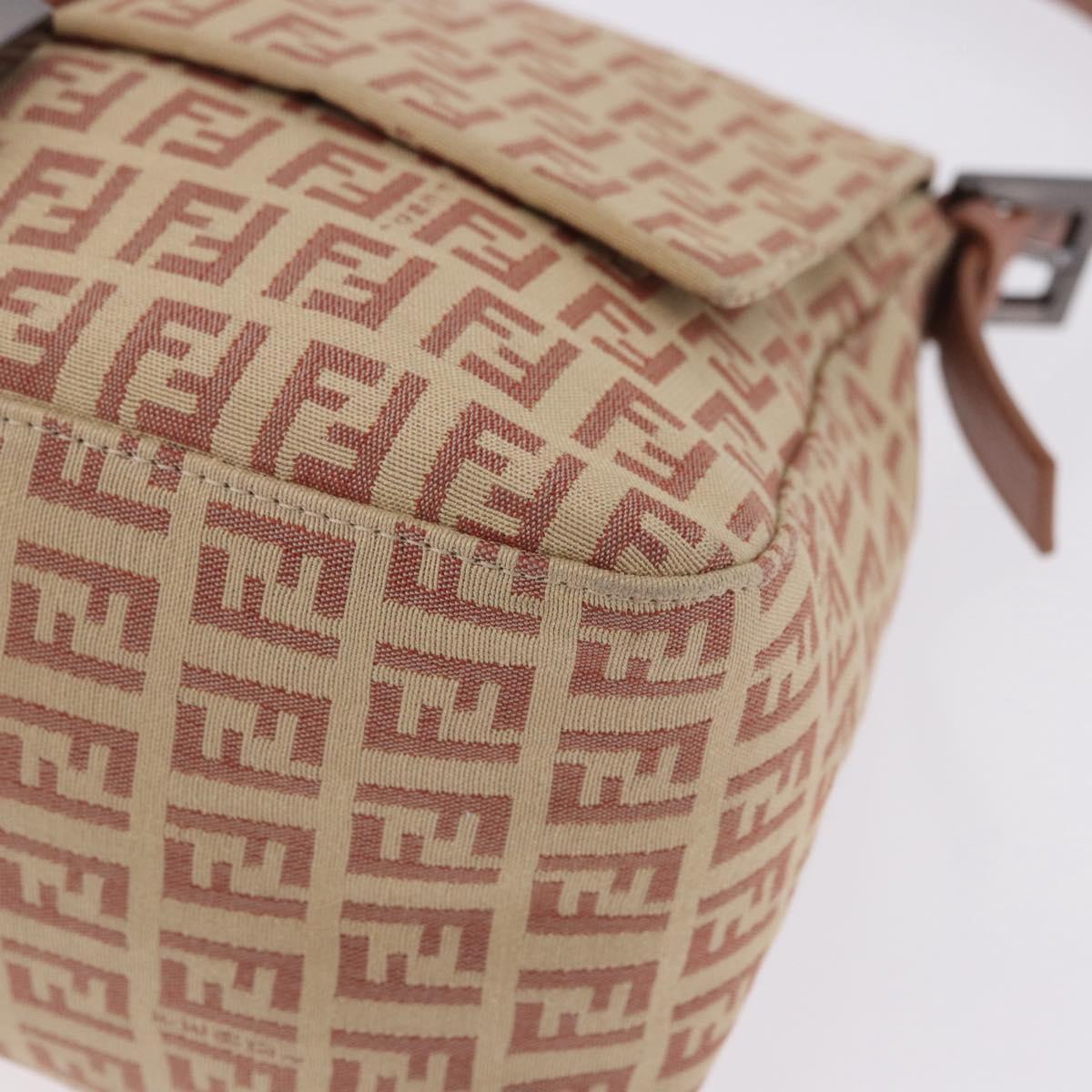 FENDI Zucchino Canvas Mamma Baguette Shoulder Bag Pink Silver 8BR001 195764A