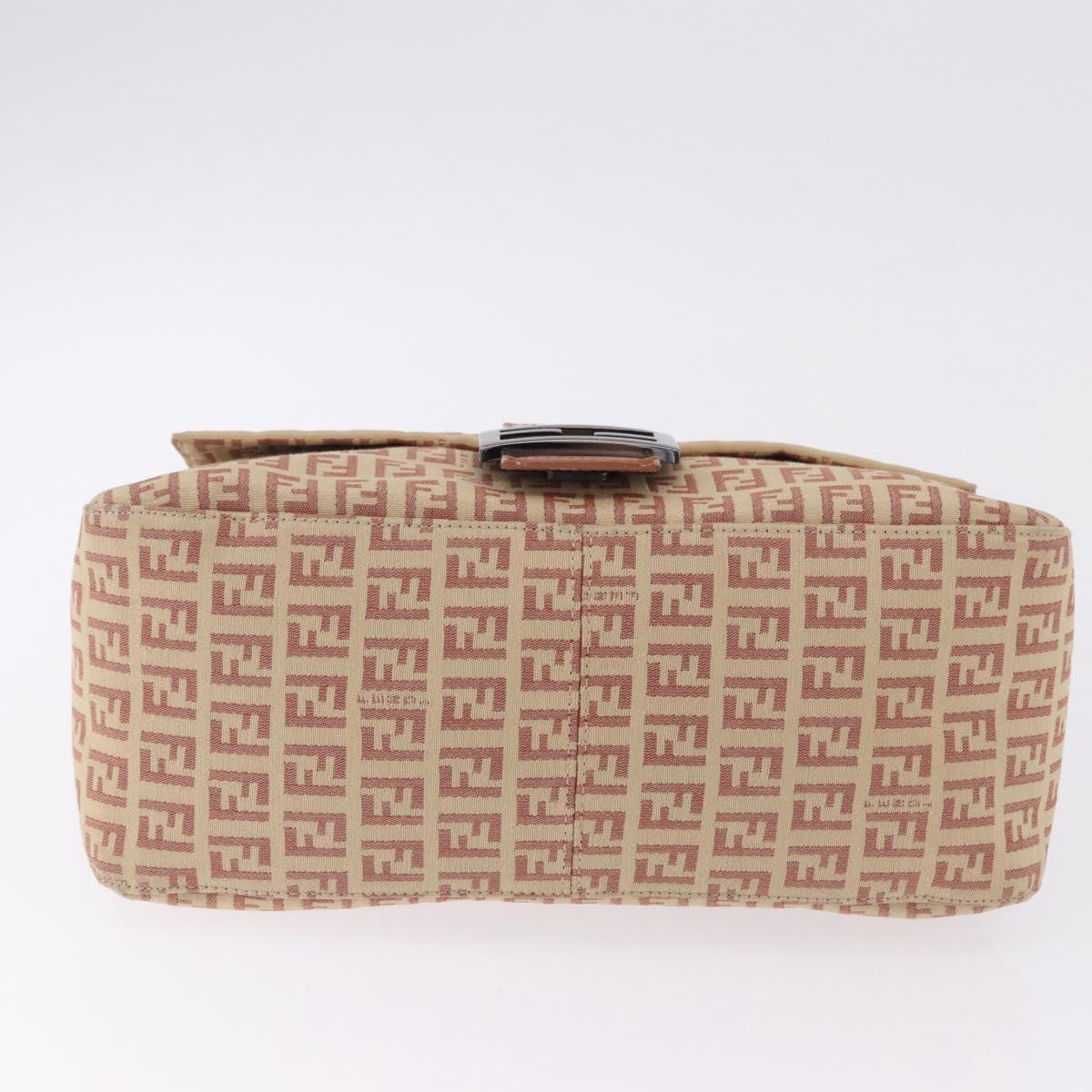 FENDI Zucchino Canvas Mamma Baguette Shoulder Bag Pink Silver 8BR001 195764A