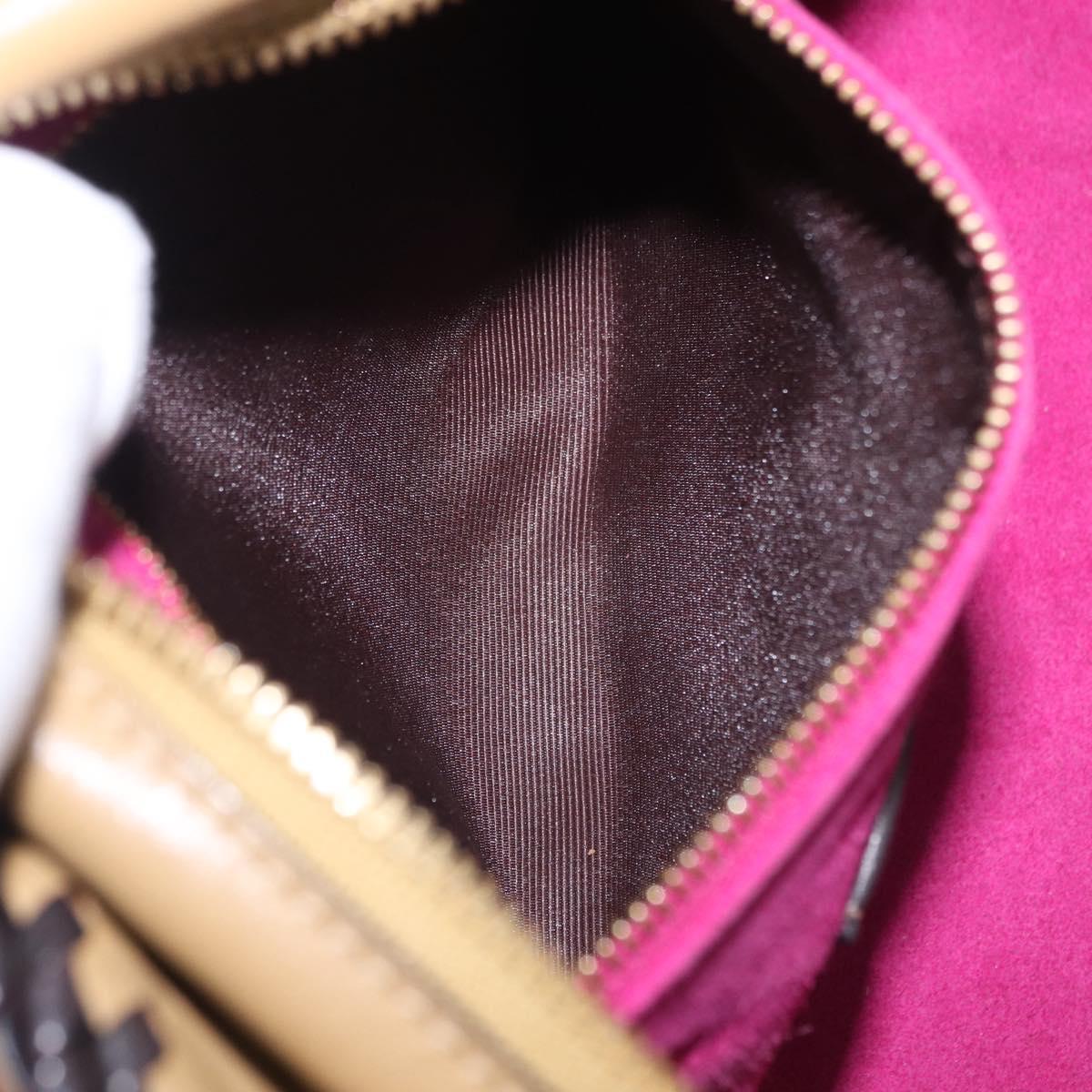 LOEWE Hand Bag Leather Beige Pink Auth 195765A
