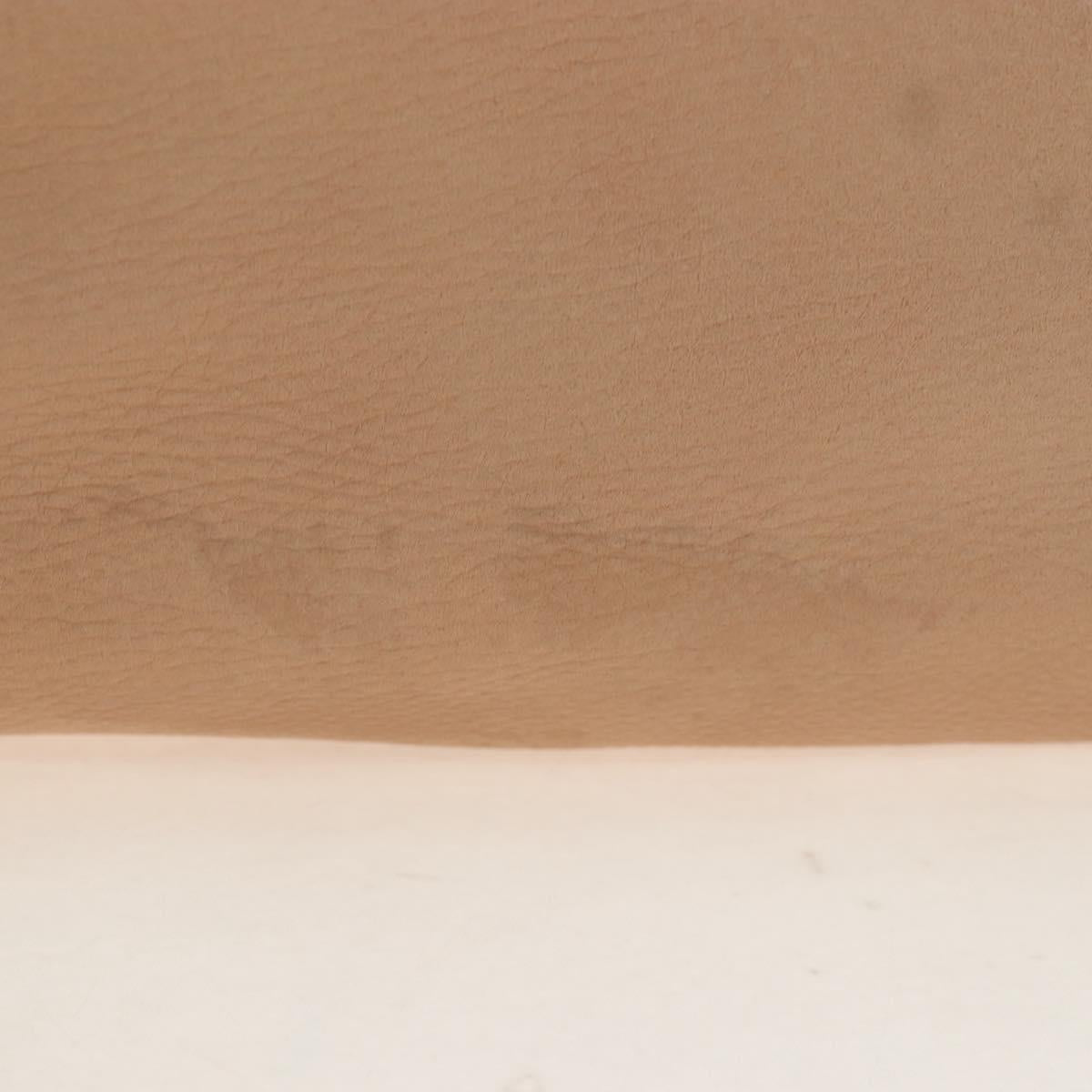 PRADA Tote Bag Leather Beige Gold Tone Auth 195767V
