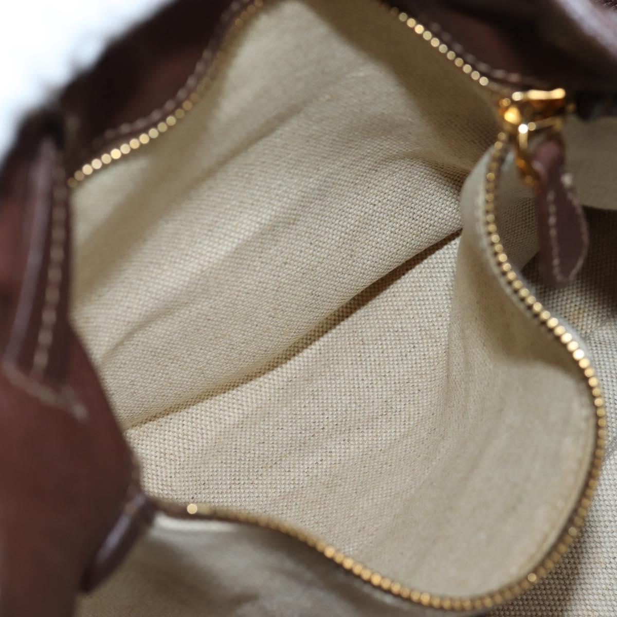 PRADA Tote Bag Leather Brown Gold Tone Auth 195768M