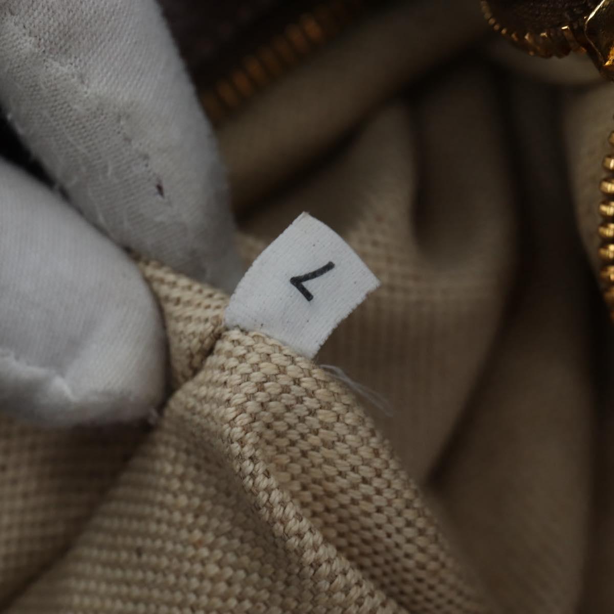 PRADA Tote Bag Leather Brown Gold Tone Auth 195768M