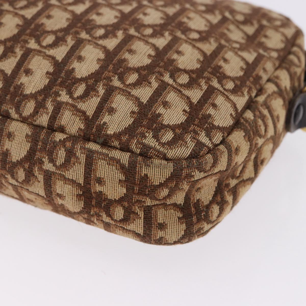 Christian Dior Trotter Canvas Shoulder Bag Brown Gold Tone Auth 195770A