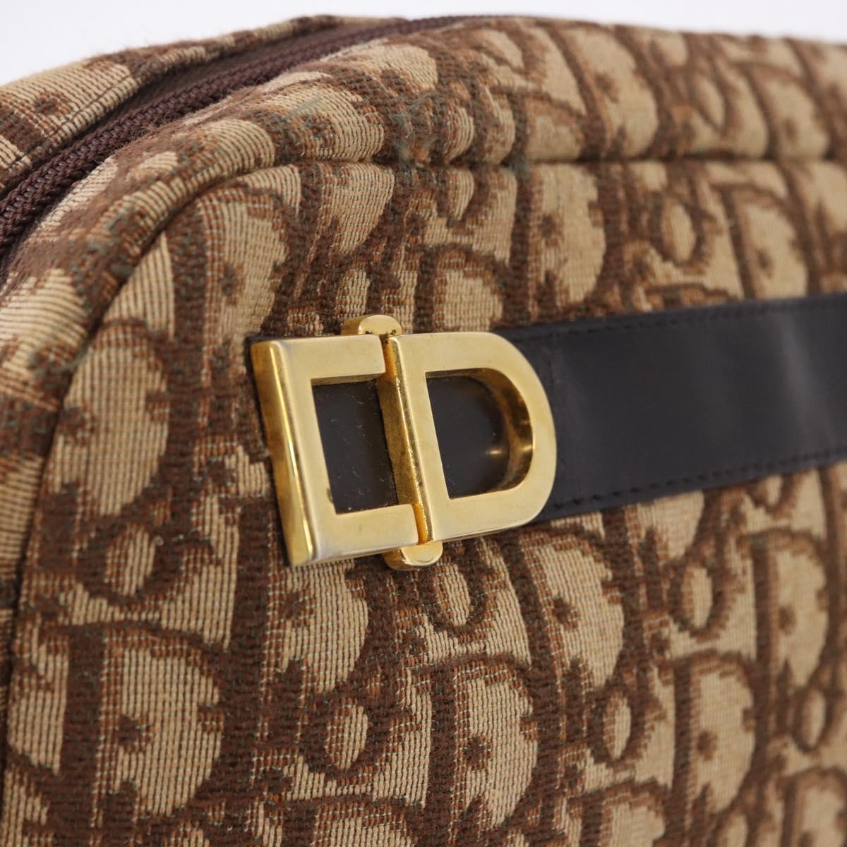 Christian Dior Trotter Canvas Shoulder Bag Brown Gold Tone Auth 195770A