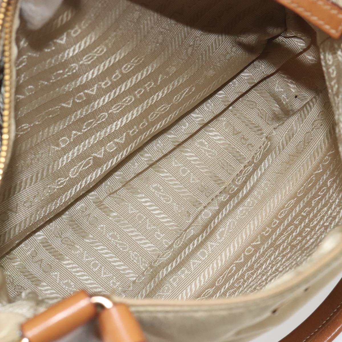 PRADA Tote Bag Nylon Beige Gold Auth 195771V