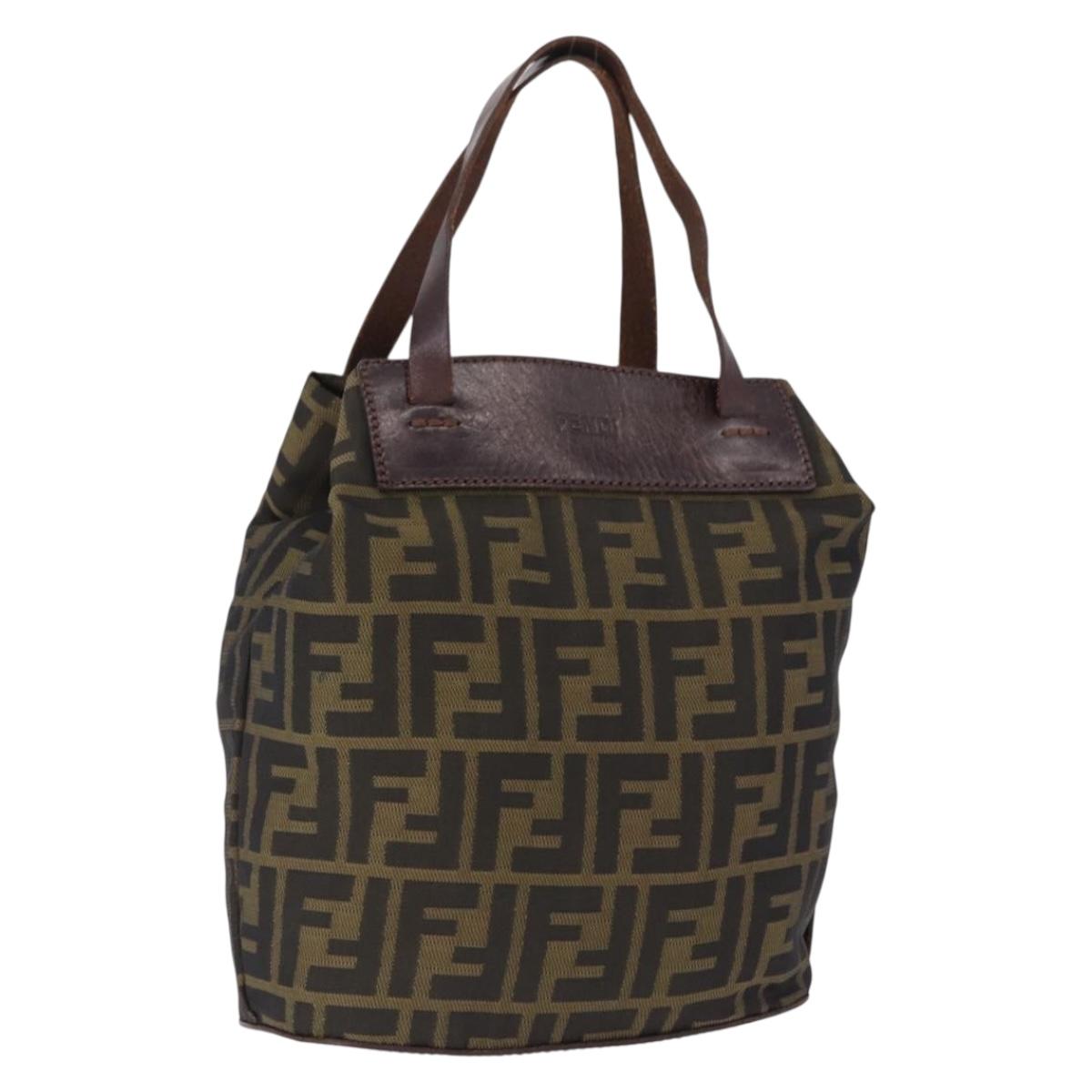 FENDI Zucca Canvas Hand Bag Brown Auth 195772