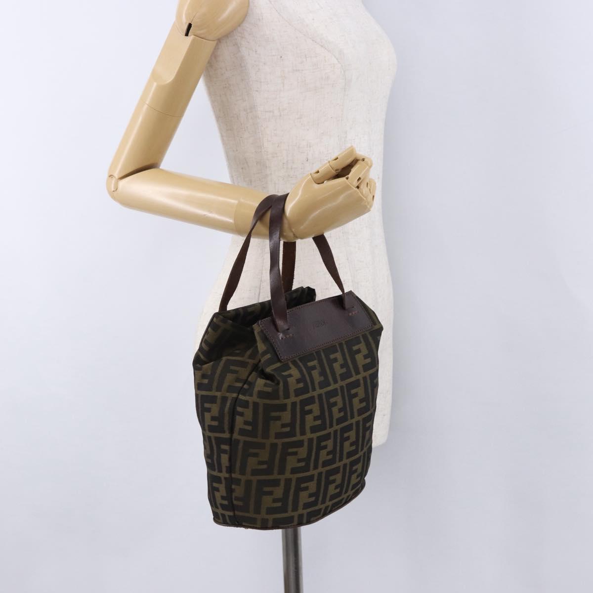 FENDI Zucca Canvas Hand Bag Brown Auth 195772