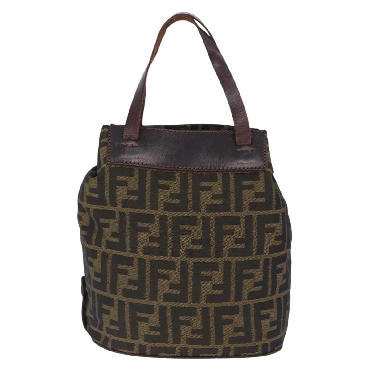 FENDI Zucca Canvas Hand Bag Brown Auth 195772