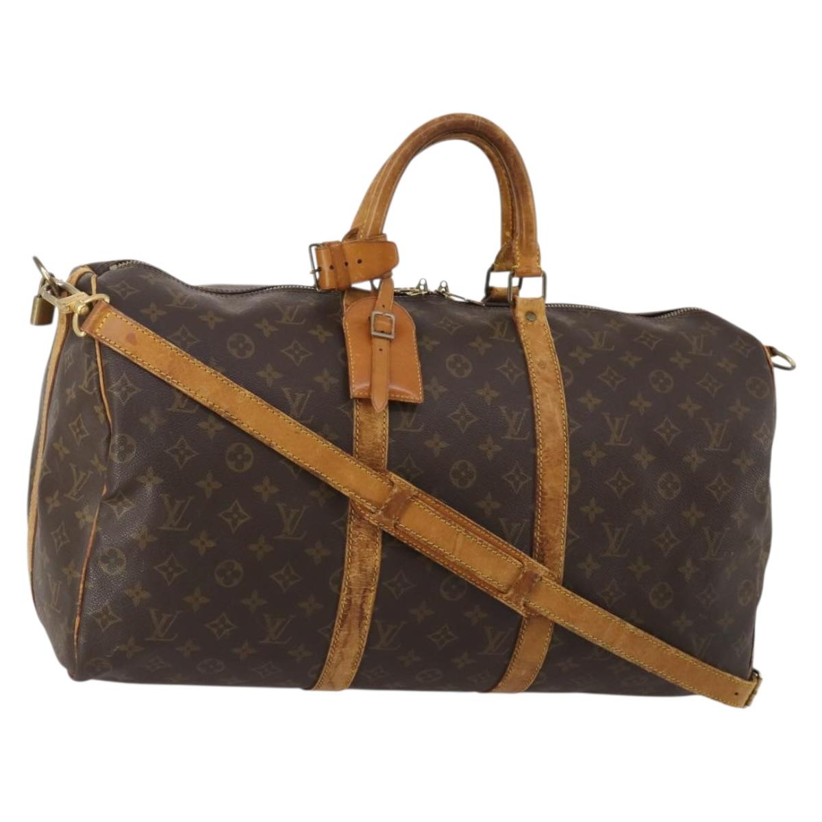 LOUIS VUITTON Monogram Keepall Bandouliere 50 Boston Bag M41416 LV Auth 195773