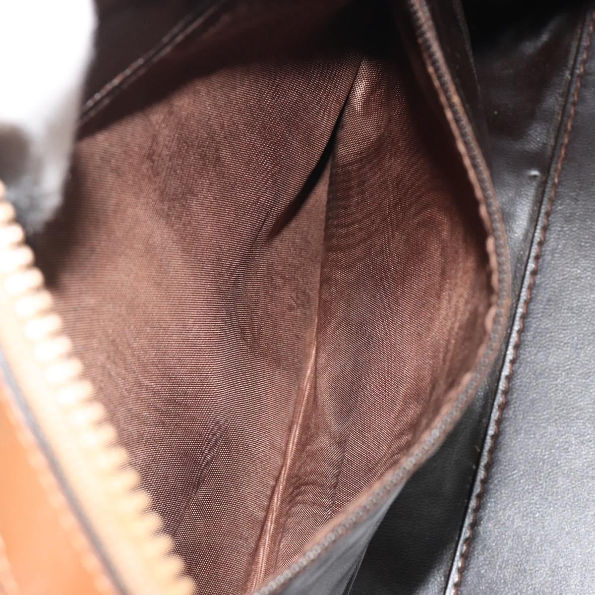 CELINE Macadam Boston Bag Suede Brown Gold Tone Auth 195774