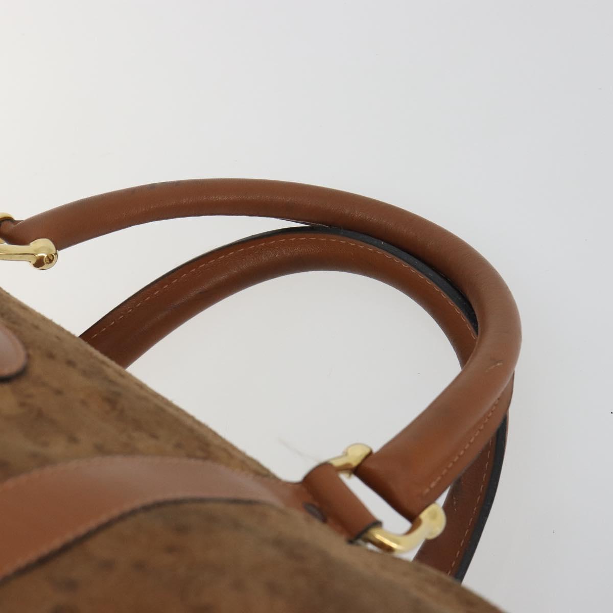 CELINE Macadam Boston Bag Suede Brown Gold Tone Auth 195774