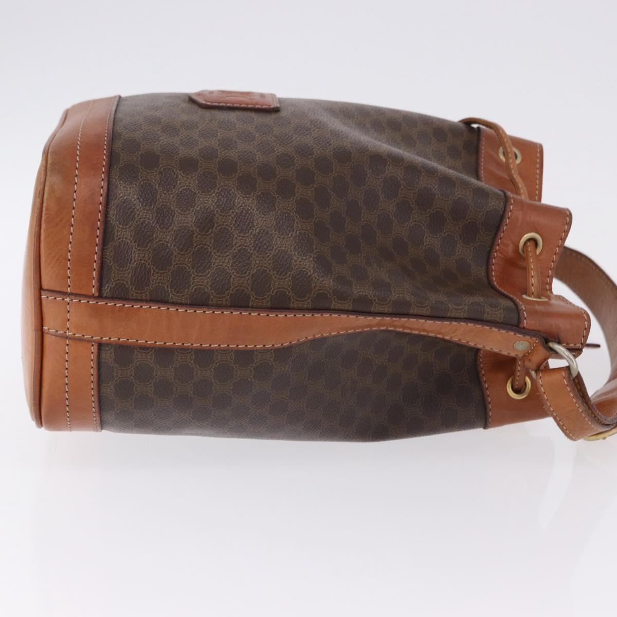 CELINE Macadam Shoulder Bag PVC Leather Brown Gold Tone Auth 195775