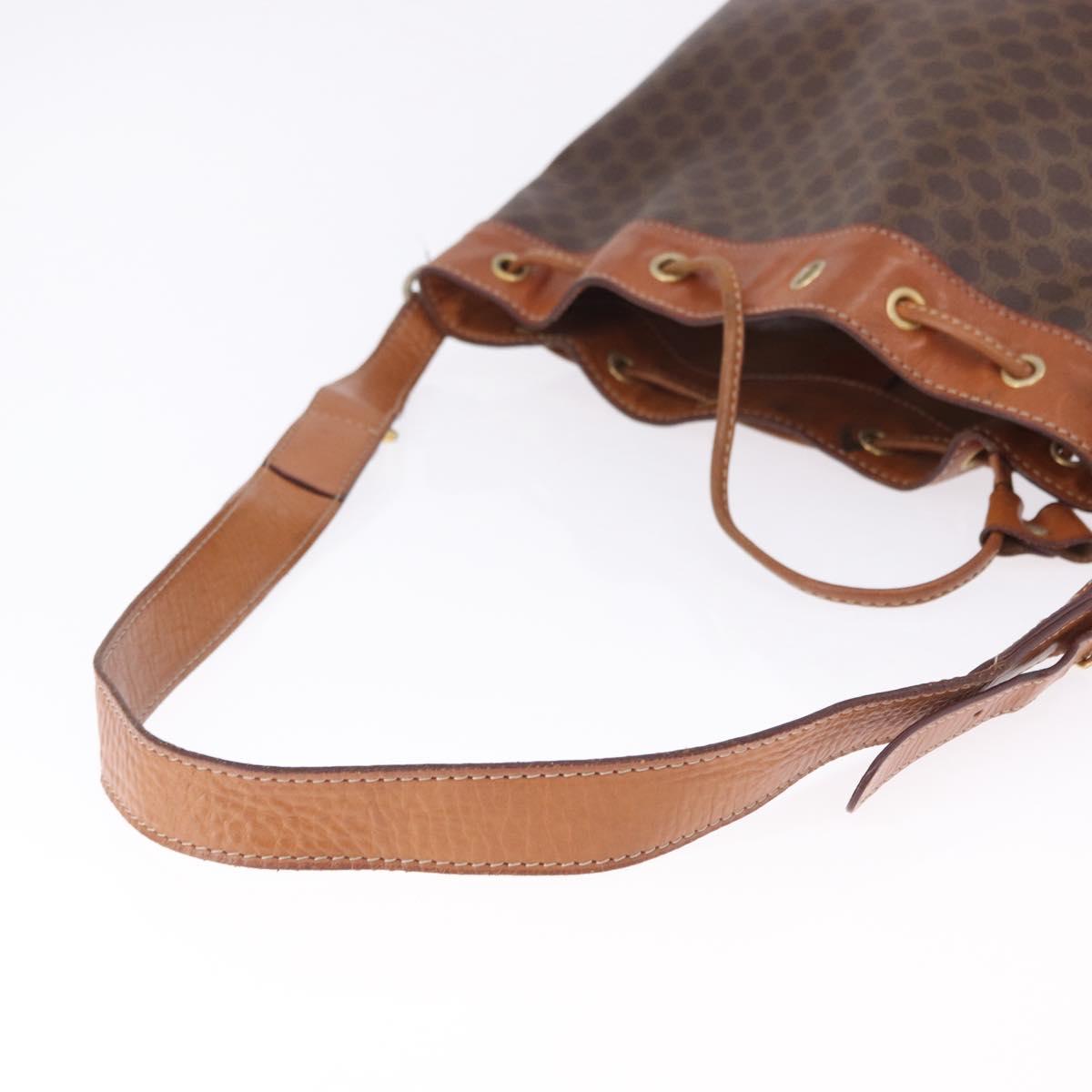 CELINE Macadam Shoulder Bag PVC Leather Brown Gold Tone Auth 195775