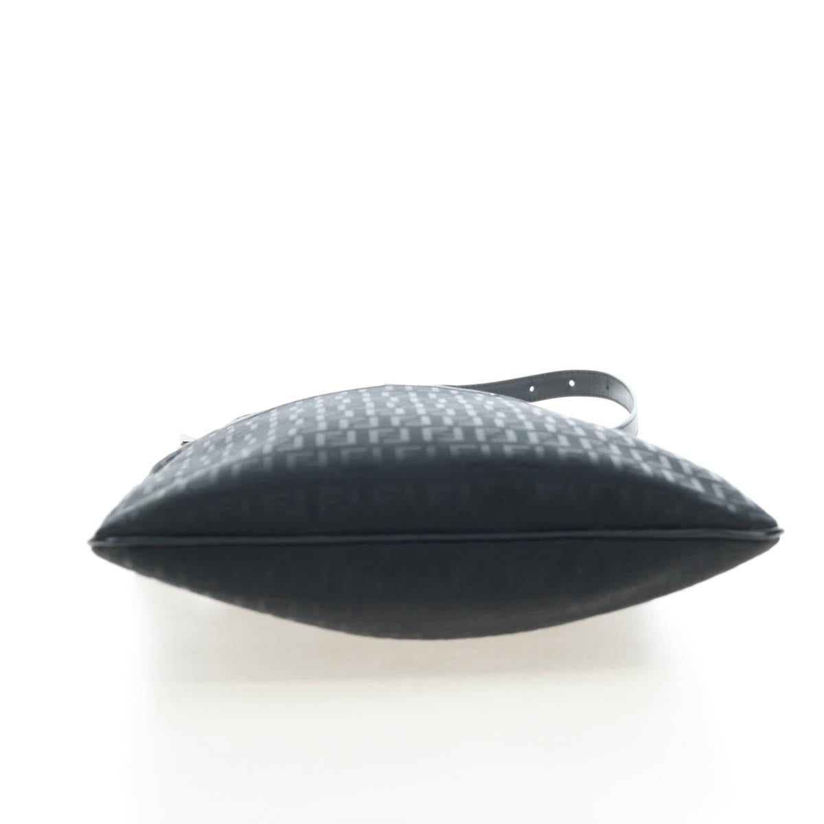 FENDI Zucchino Canvas Shoulder Bag Black Silver 8BT151 Auth 195776V