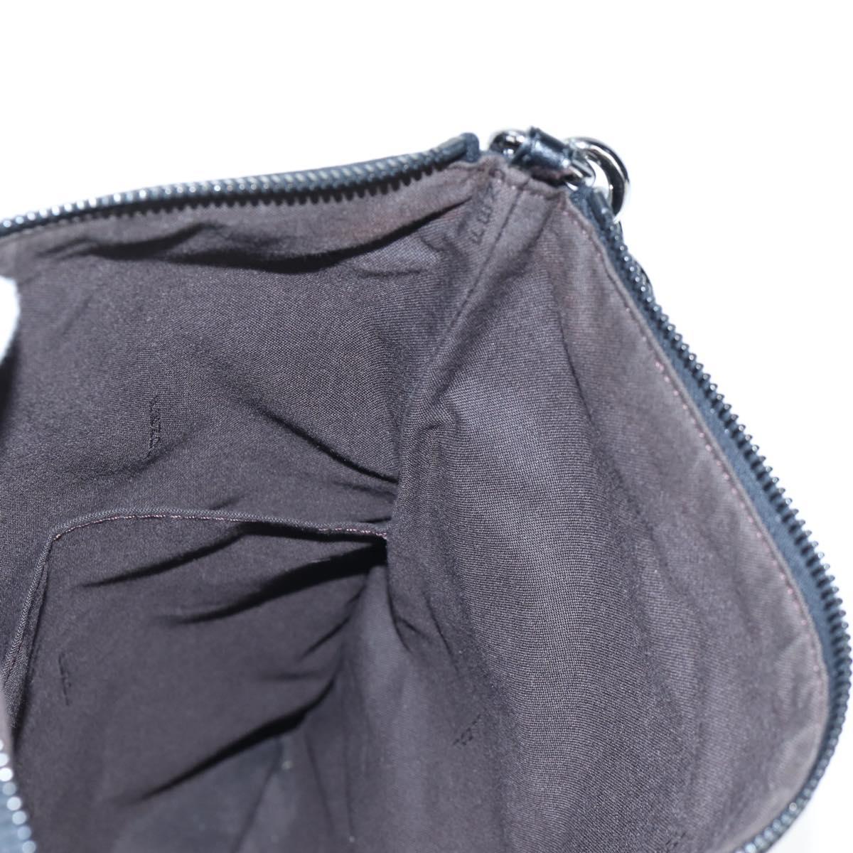 FENDI Zucchino Canvas Shoulder Bag Black Silver 8BT151 Auth 195776V
