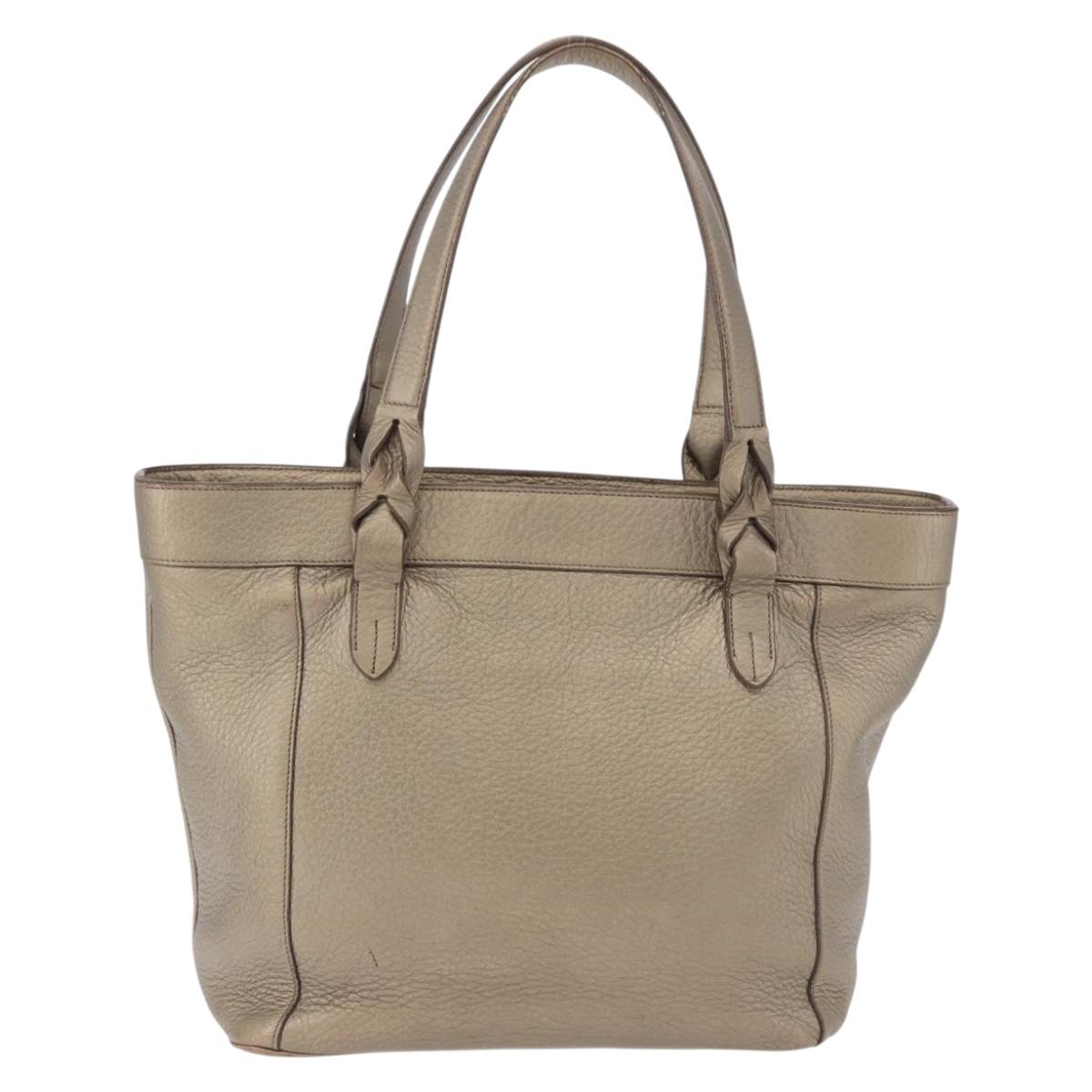 LOEWE Tote Bag Leather Gold Tone Auth 195777V