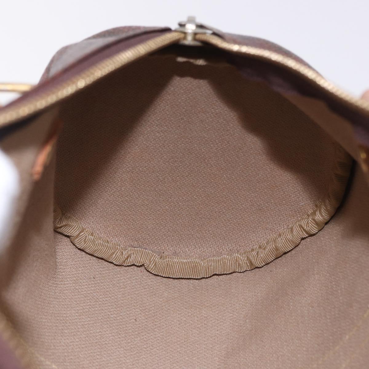 ETRO Paisley Hand Bag Leather Brown Gold Tone Auth 195784