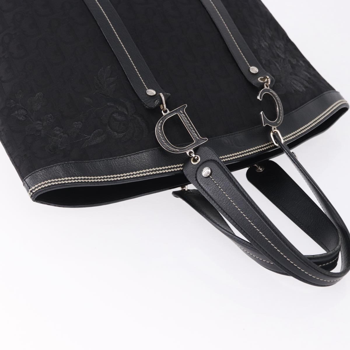 Christian Dior Trotter Canvas Hand Bag Black Silver Auth 195785V