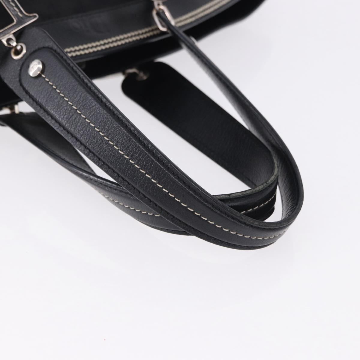 Christian Dior Trotter Canvas Hand Bag Black Silver Auth 195785V
