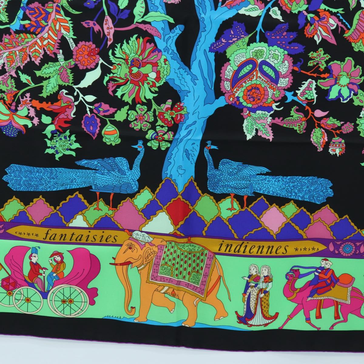 HERMES Scarf ""fantaisies indiennes"" Silk Multicolor Auth 195787M