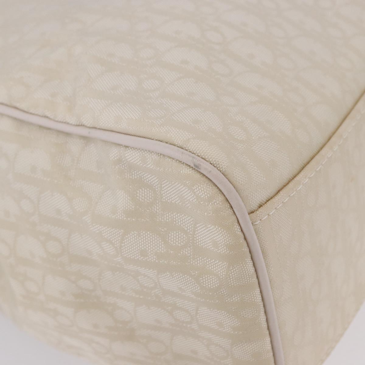 Christian Dior Trotter Canvas Hand Bag Ivory Silver Auth 195788V