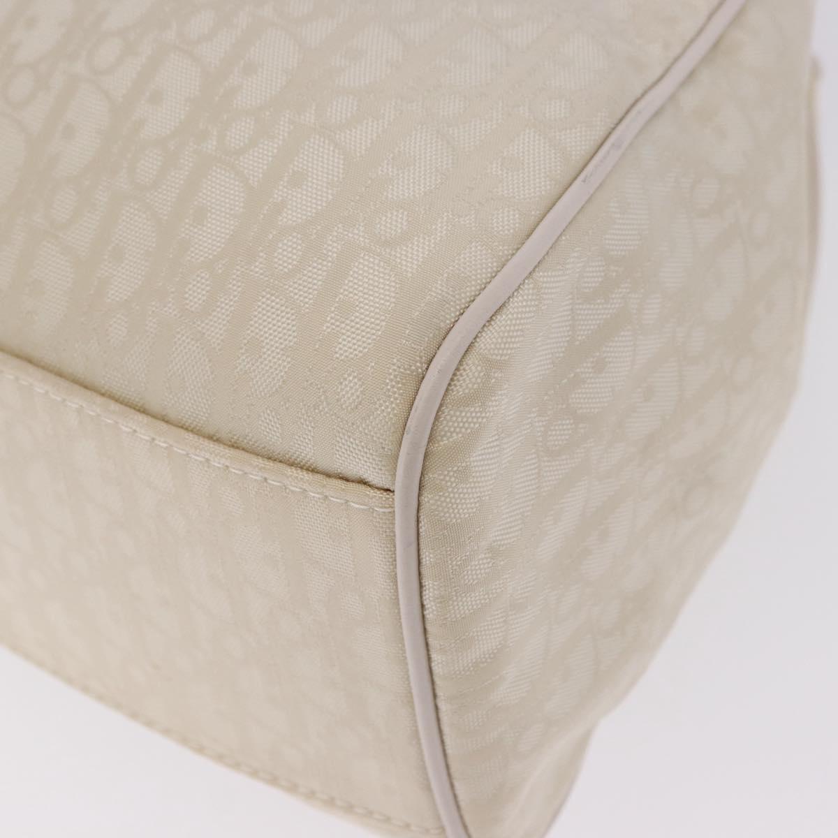 Christian Dior Trotter Canvas Hand Bag Ivory Silver Auth 195788V