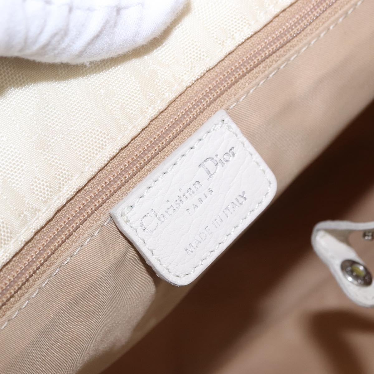 Christian Dior Trotter Canvas Hand Bag Ivory Silver Auth 195788V