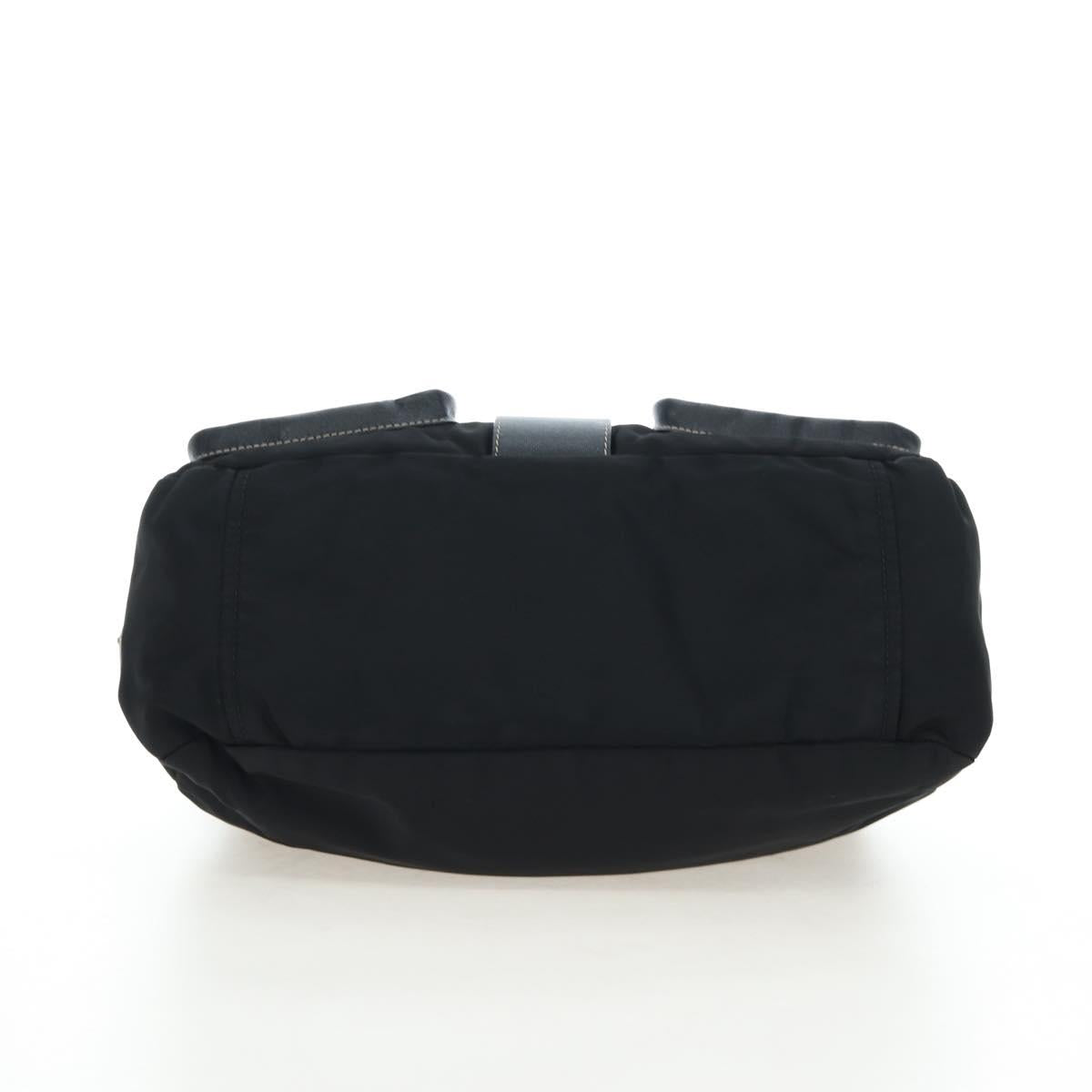 PRADA Nylon Shoulder Bag Black Silver Auth 195790V