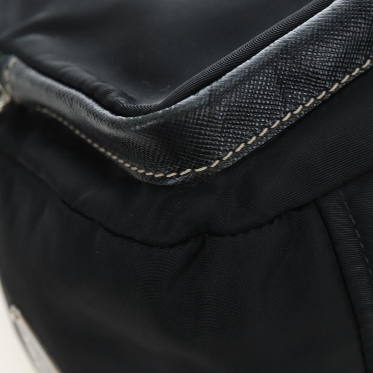PRADA Nylon Shoulder Bag Black Silver Auth 195790V