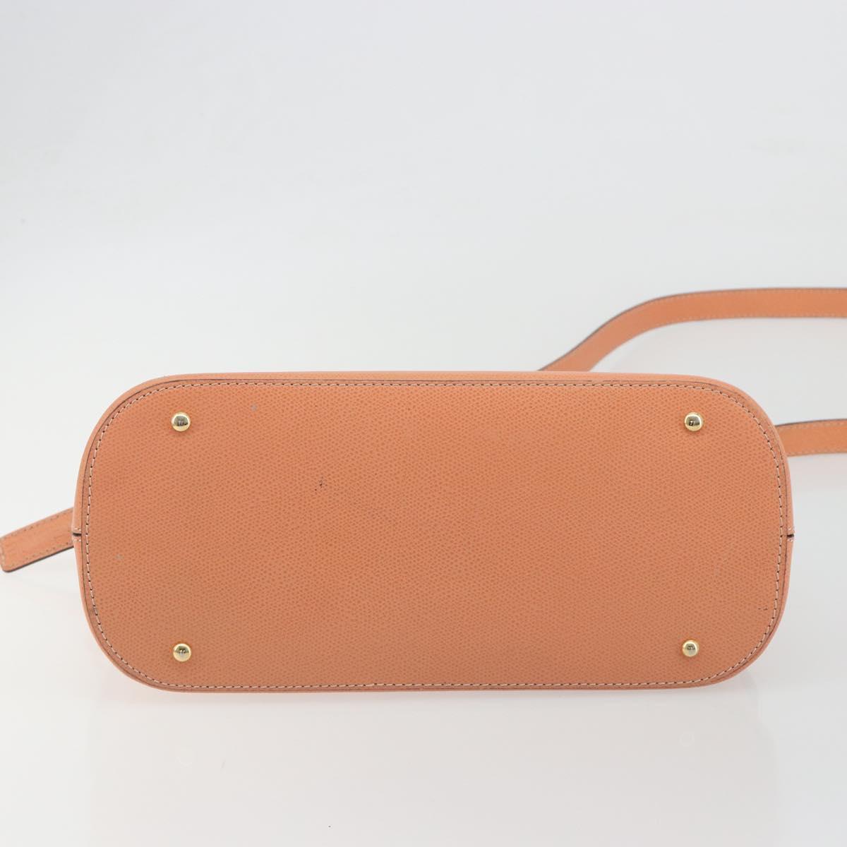 CELINE Hand Bag Leather 2way Orange Gold Tone Auth 195791A