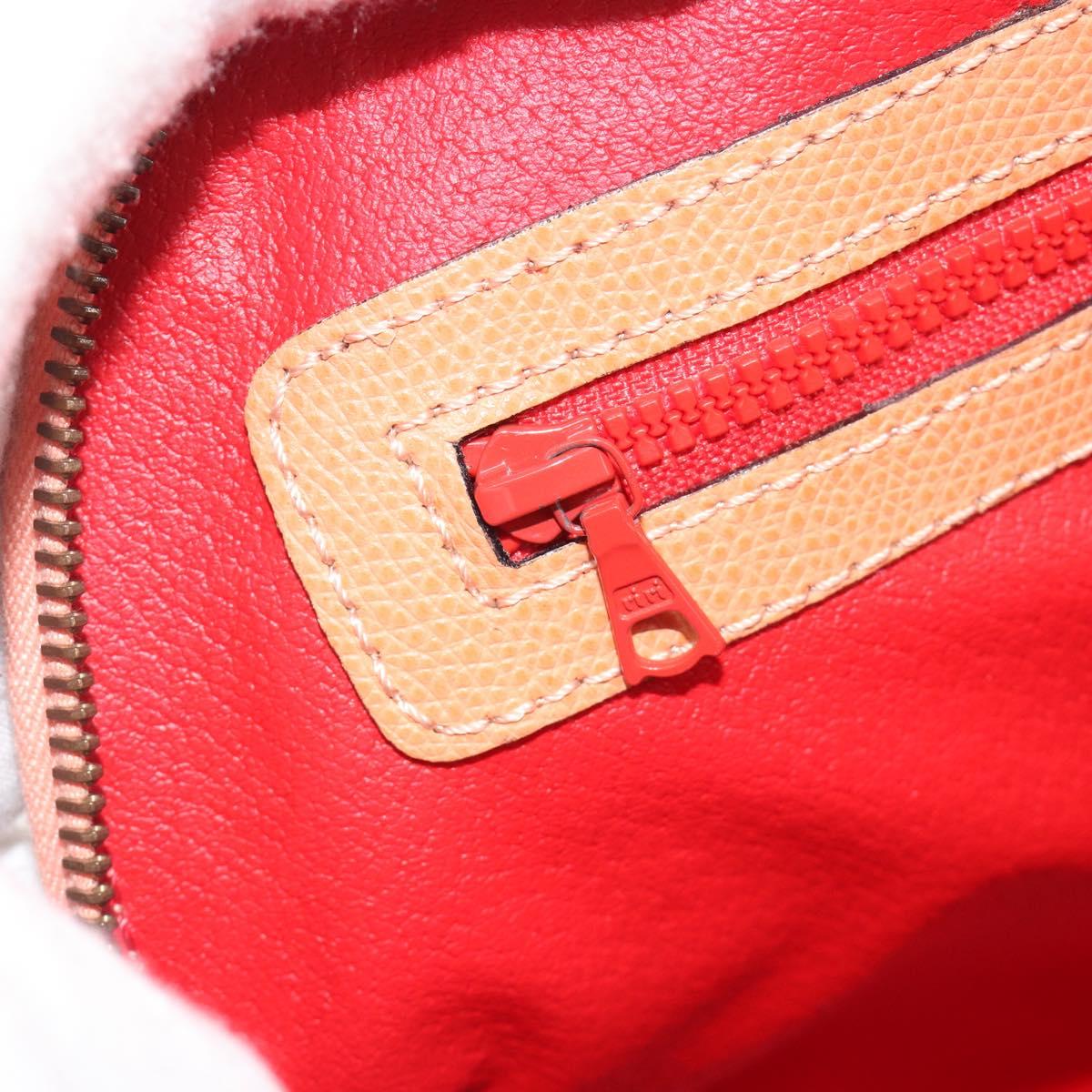 CELINE Hand Bag Leather 2way Orange Gold Tone Auth 195791A