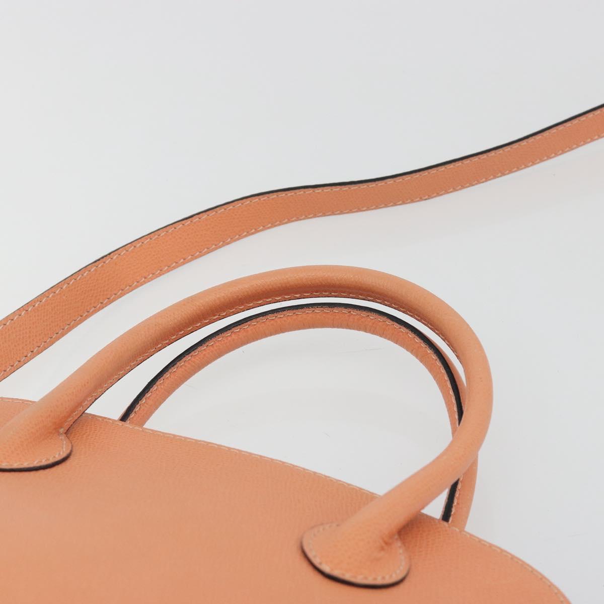 CELINE Hand Bag Leather 2way Orange Gold Tone Auth 195791A