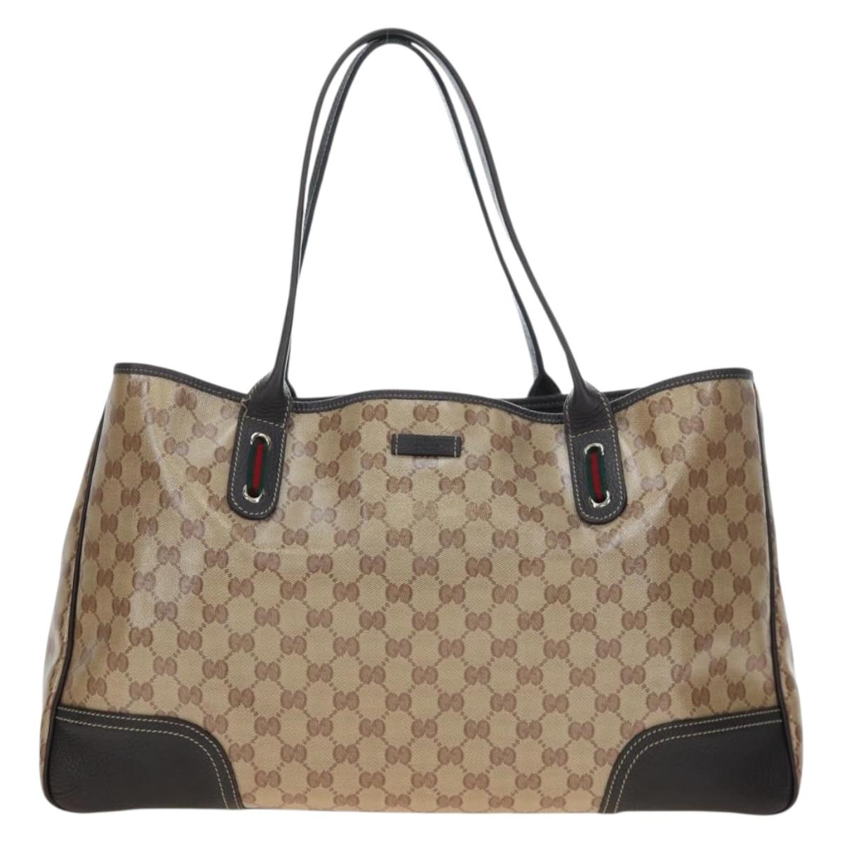 GUCCI GG Crystal Tote Bag Coated Canvas Outlet Beige Gold 293589 Auth 195792V