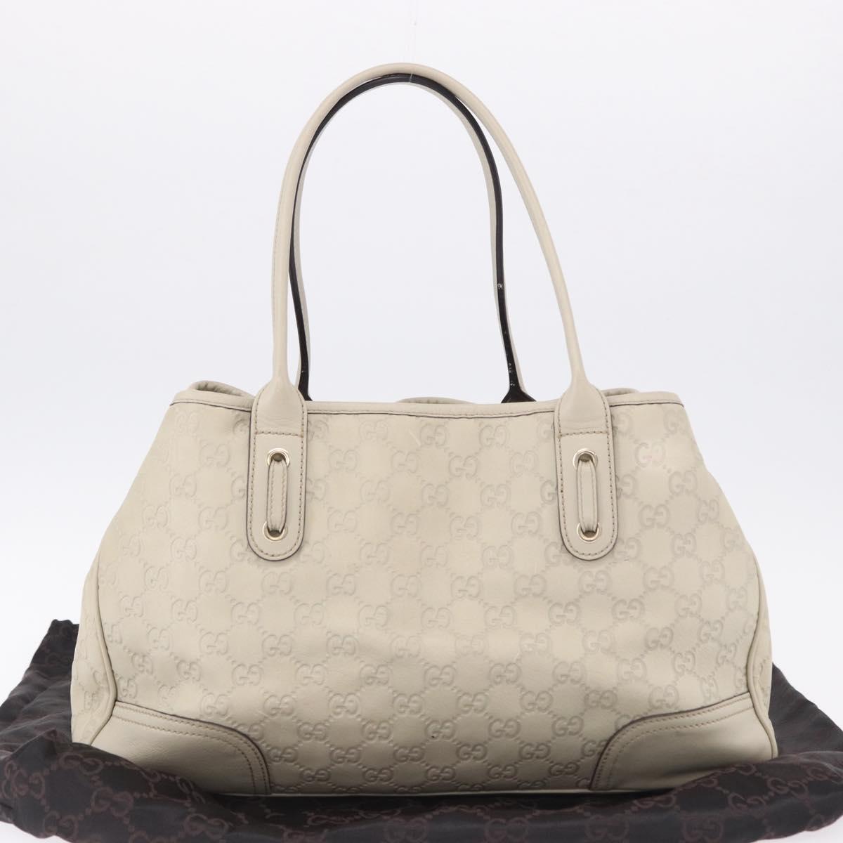 GUCCI GuccissimaGG Pretty Tote Bag Leather Ivory 163805 Auth 195794V