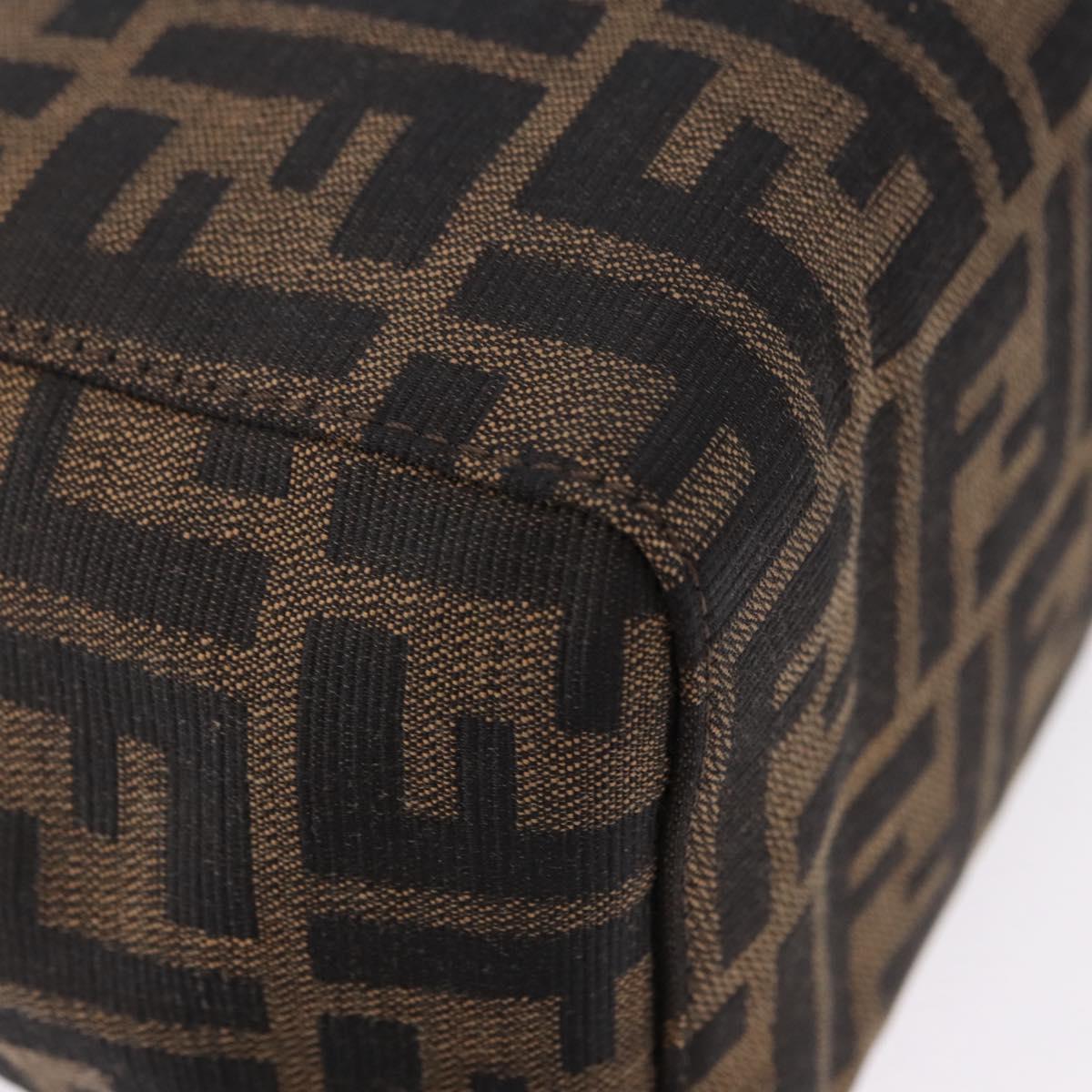 FENDI Zucca Canvas Mamma Baguette Hand Bag Brown Silver Auth 195795V