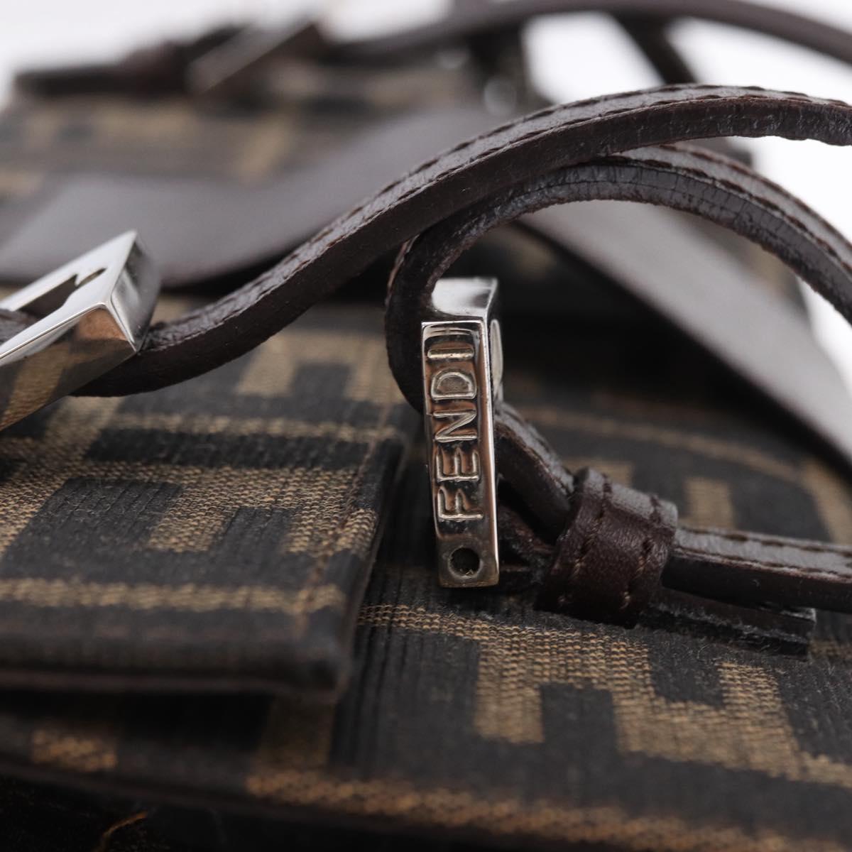 FENDI Zucca Canvas Mamma Baguette Hand Bag Brown Silver Auth 195795V