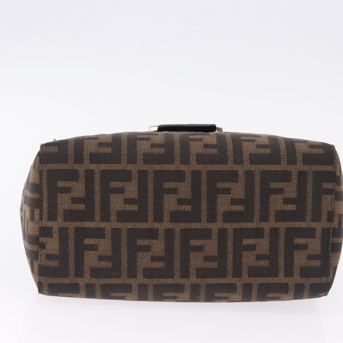 FENDI Zucca Canvas Mamma Baguette Hand Bag Brown Silver Auth 195795V