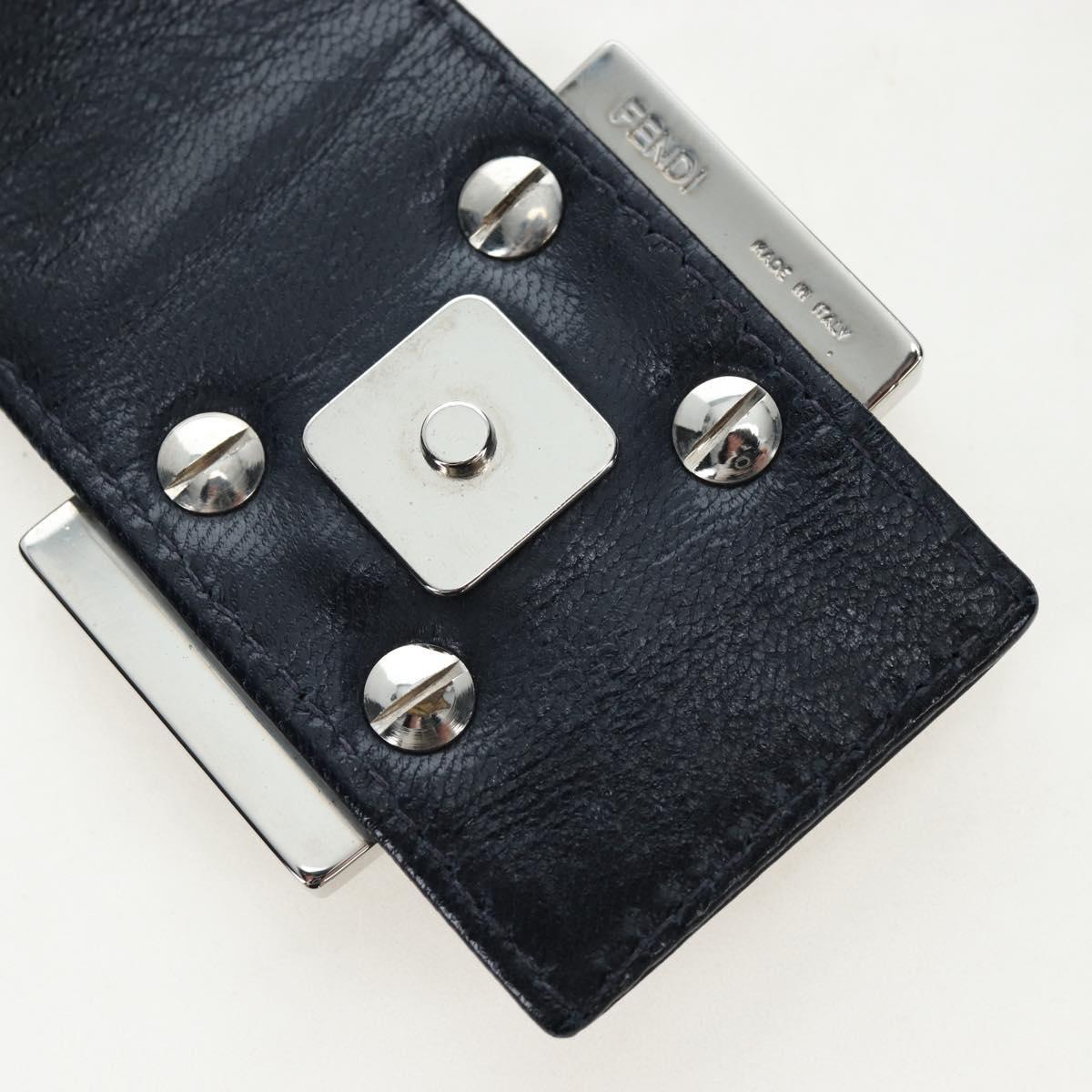 FENDI Mamma Baguette Shoulder Bag Suede Navy Silver Auth 195796V