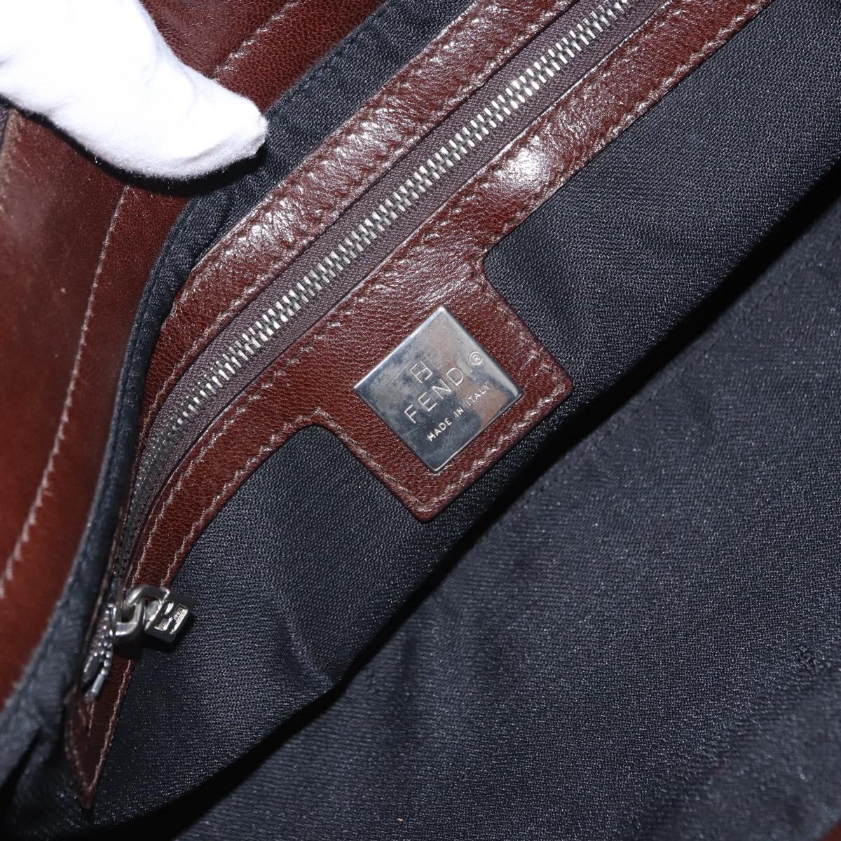 FENDI Mamma Baguette Shoulder Bag Suede Brown Silver Auth 195797V
