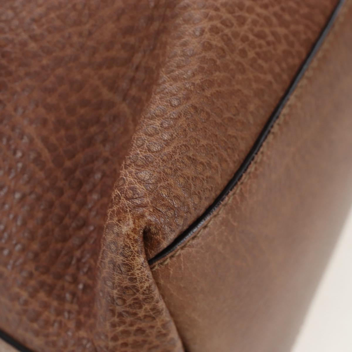 GUCCI Interlocking Hand Bag Leather 2way Brown Silver 326514 Auth 195798V
