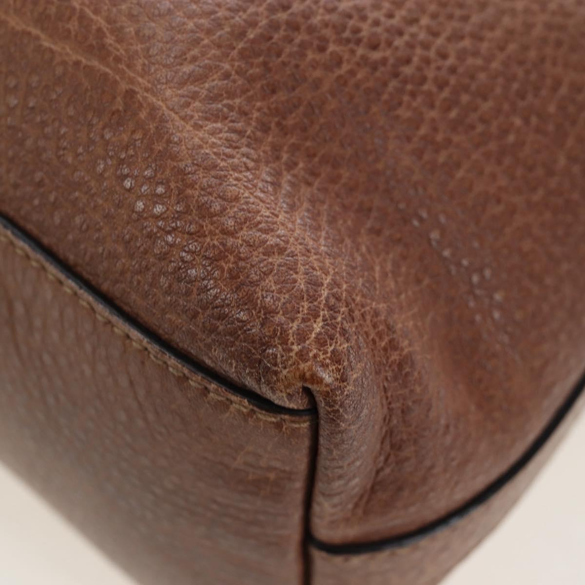 GUCCI Interlocking Hand Bag Leather 2way Brown Silver 326514 Auth 195798V
