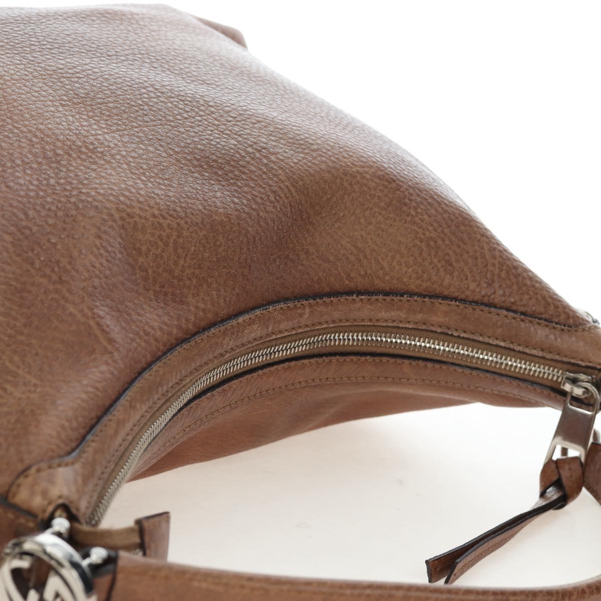 GUCCI Interlocking Hand Bag Leather 2way Brown Silver 326514 Auth 195798V