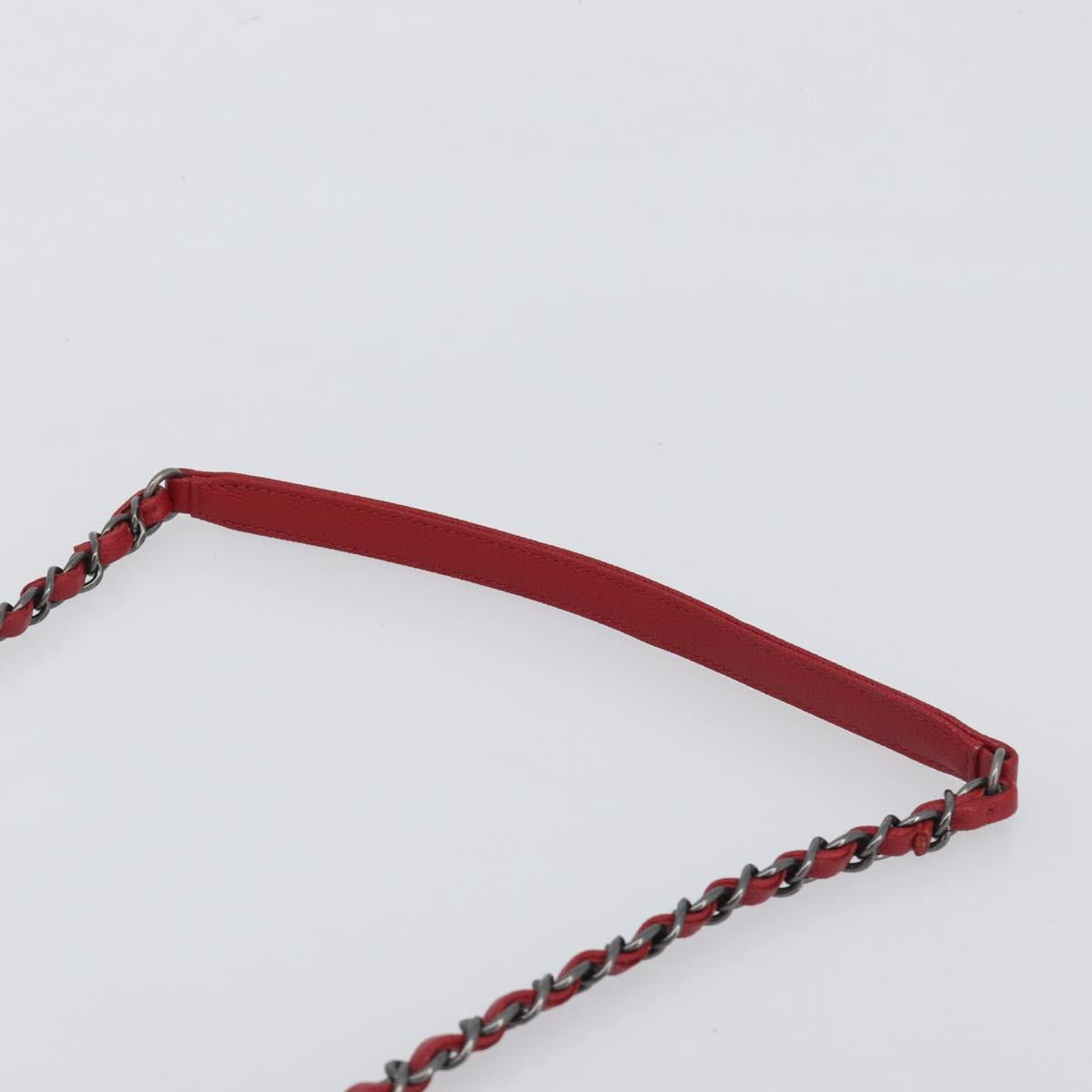 CHANEL Matelasse Coco Handle Chain Bag Caviar Skin 2way Red CC Auth 195900V