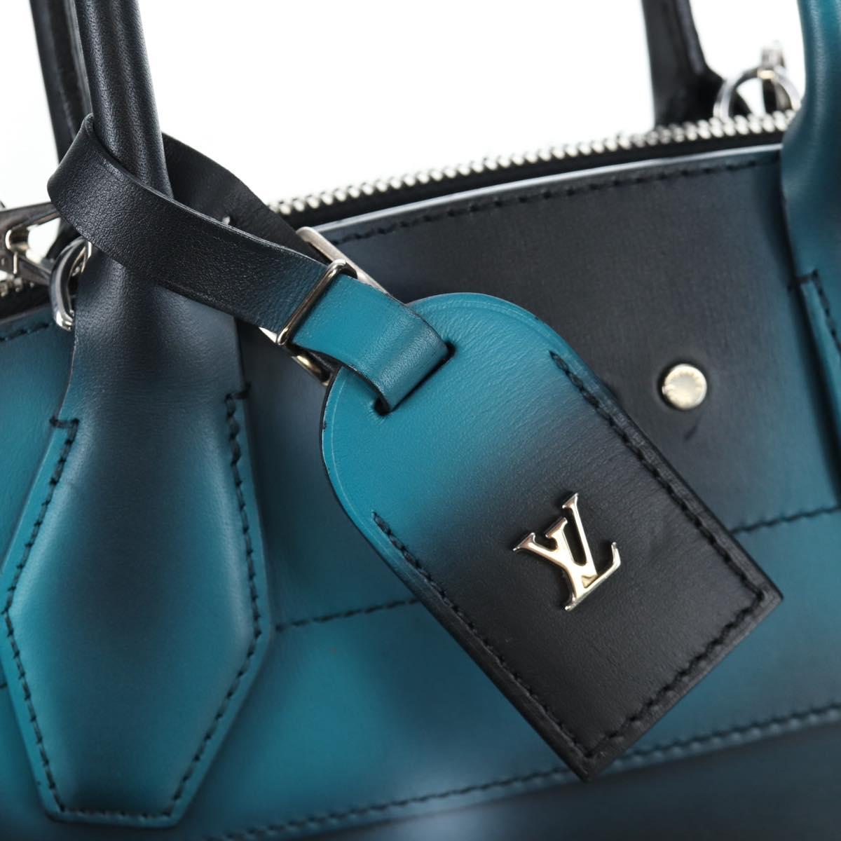 LOUIS VUITTON City Steamer MM Hand Bag Leather Black Silver LV Auth 195902SM