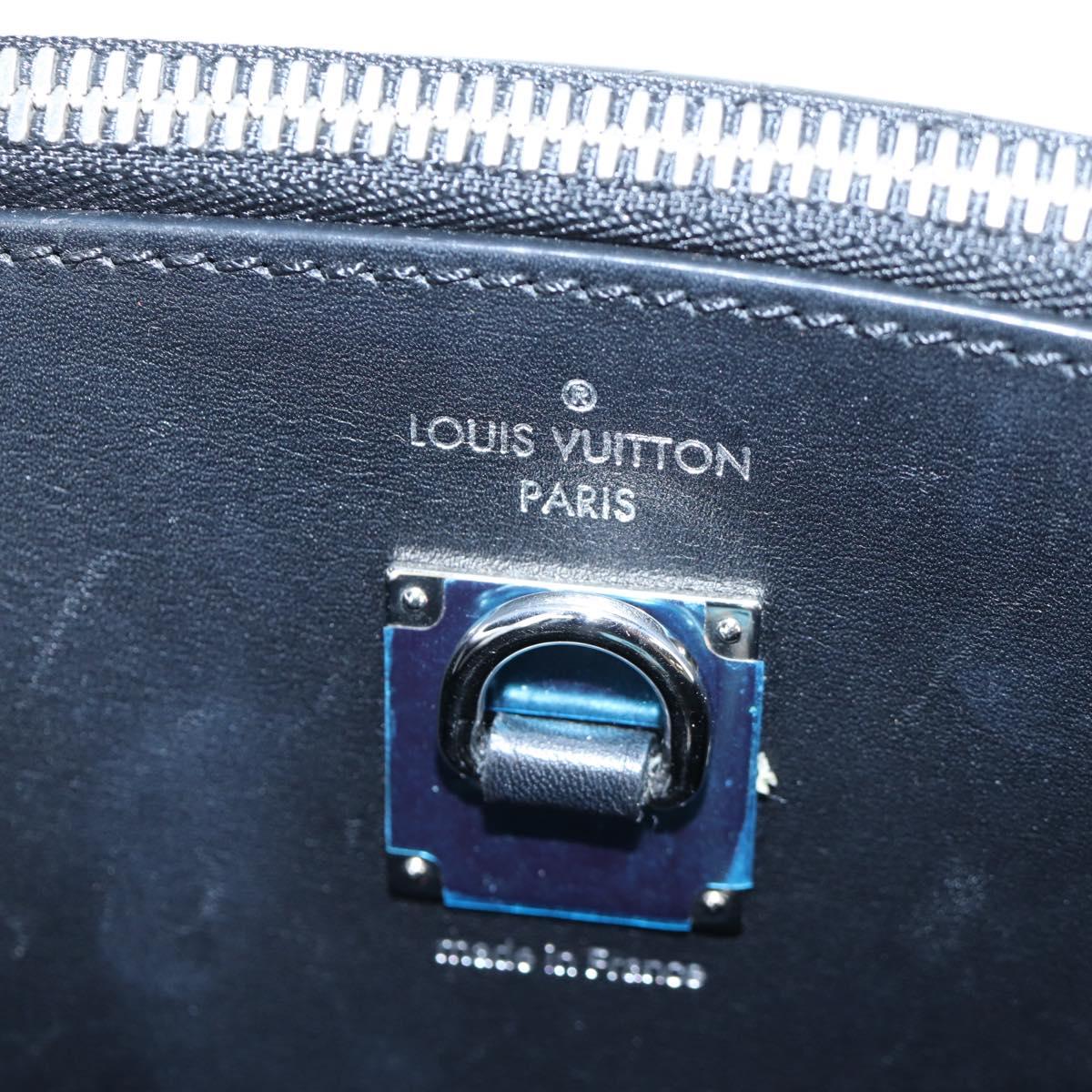 LOUIS VUITTON City Steamer MM Hand Bag Leather Black Silver LV Auth 195902SM