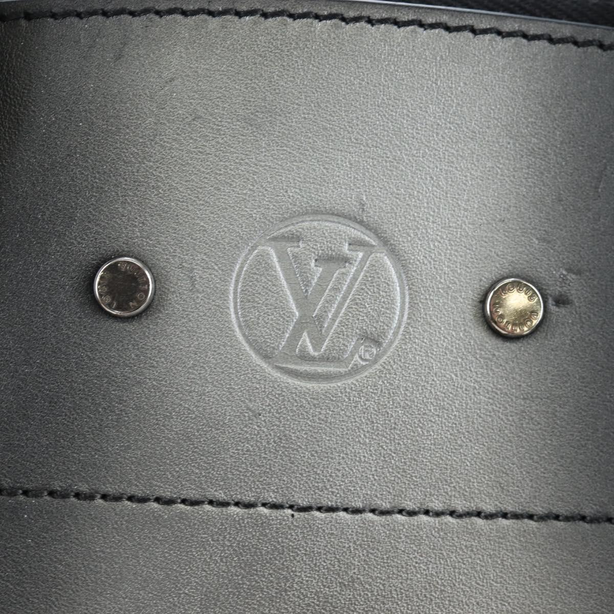 LOUIS VUITTON City Steamer MM Hand Bag Leather Black Silver LV Auth 195902SM