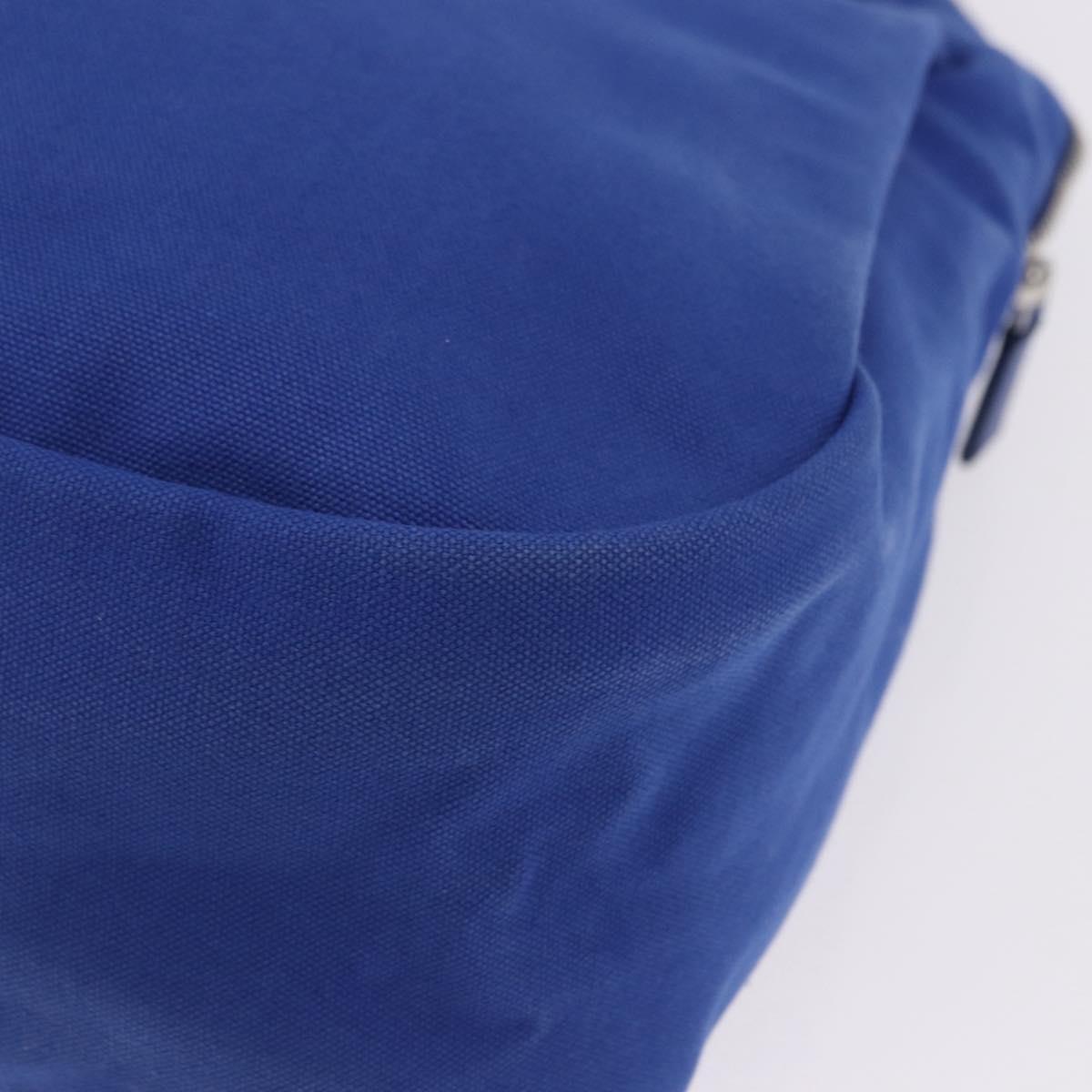 PRADA Shoulder Bag Canvas Blue Silver Auth 195903A