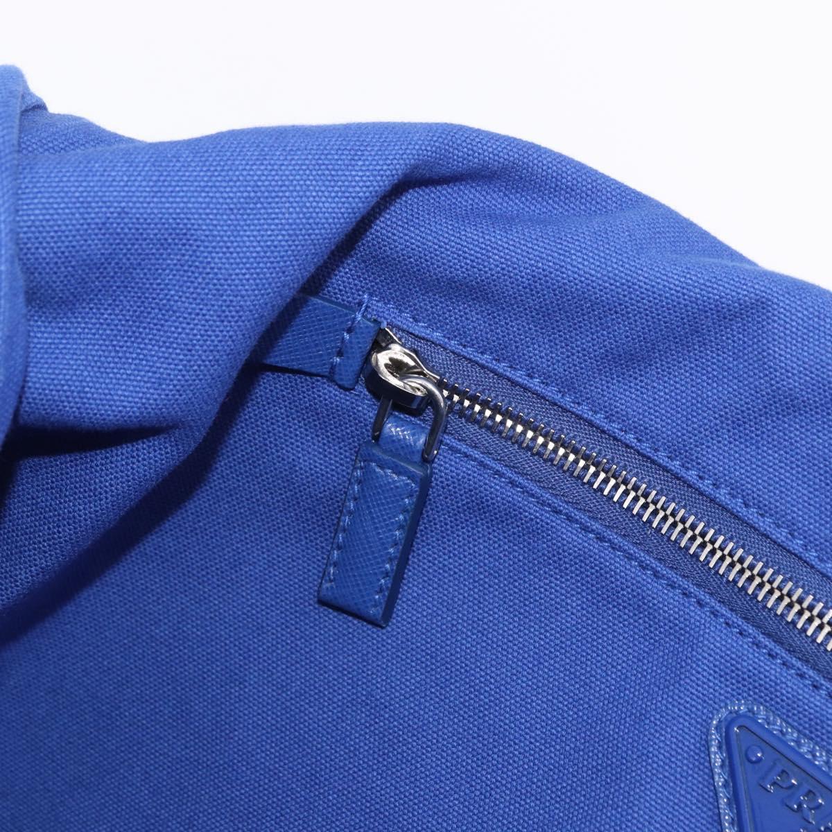 PRADA Shoulder Bag Canvas Blue Silver Auth 195903A