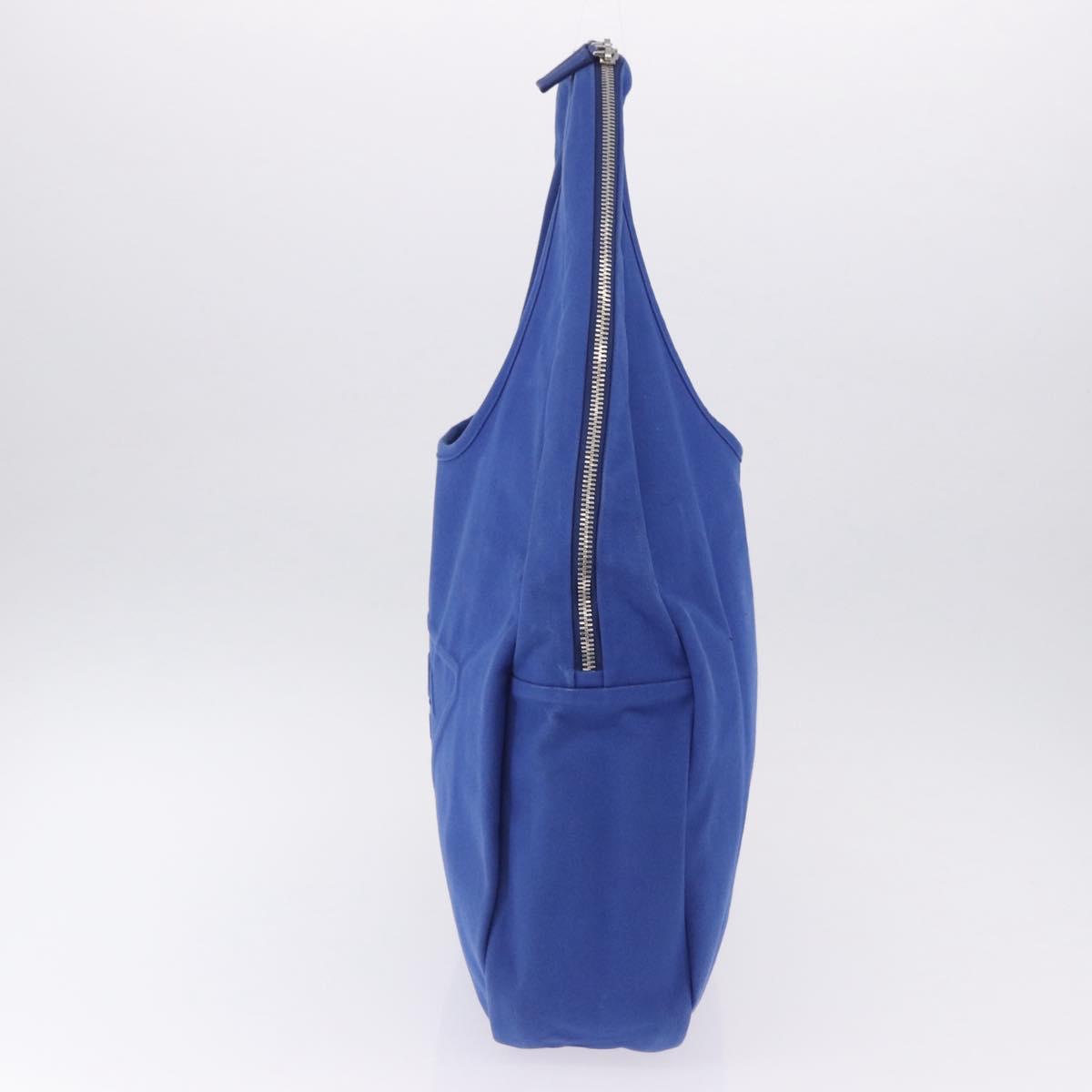 PRADA Shoulder Bag Canvas Blue Silver Auth 195903A